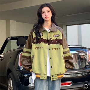 A159-P88 2025年秋季款美式复古毛巾绣外套夹克棒球服图片