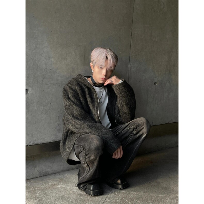 【有货】8153CC-特P86马海毛针织开衫毛衣男加厚拉链连帽外套,男装针织衫/毛衣,星座1007（原301D）