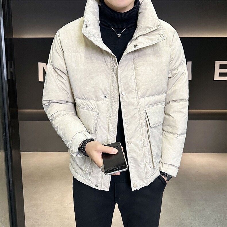 皮羽绒服男2024新款立领短款帅气冬季外套B240-YR69010-P215,男装羽绒服,电商B240