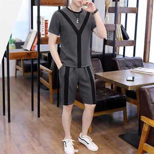 主推夏季短袖T恤潮牌休闲青少年韩版帅气套装男T708-p50图片