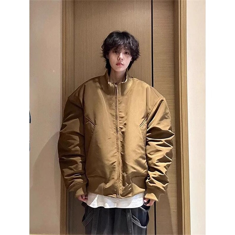 藏青色飞行夹克棉服男款冬季加厚廓形棉衣外套cleanfit图片