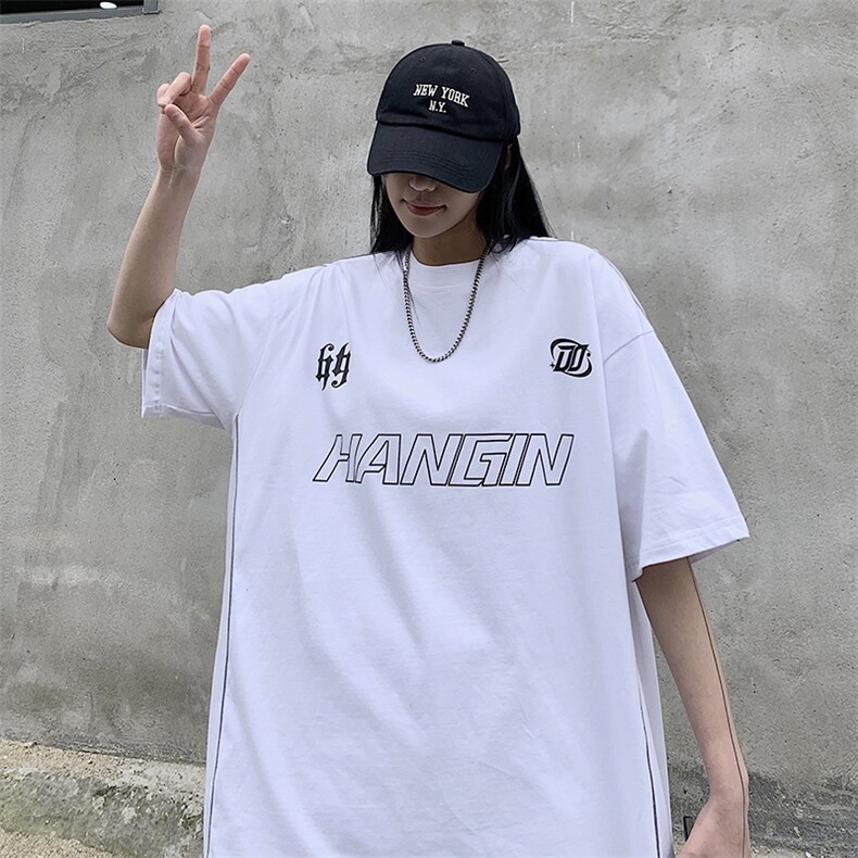 高街夏装新款美式潮牌印花宽松短袖T恤男情侣半袖潮D251P38男类,男装T恤,电商A335-1（原A458）