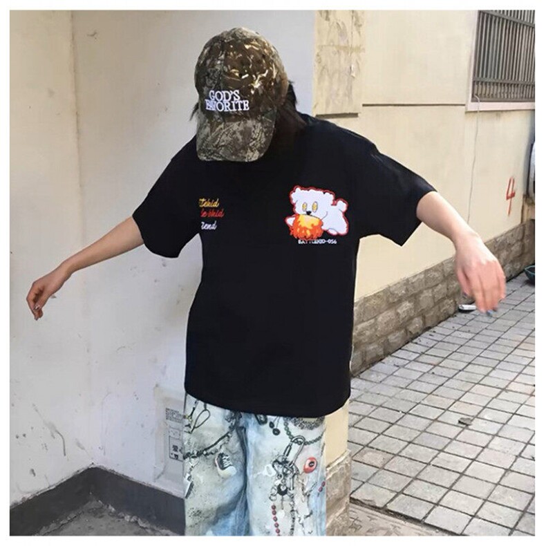 万针全刺绣工艺抖音得物高品质260克重磅纯棉双纱美式高街短袖T恤,男装T恤,电商A486