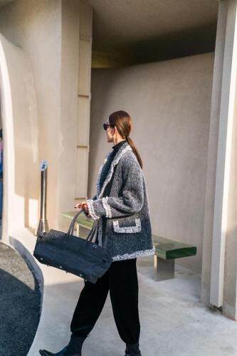 冬季热卖款灰色小香风镶边西服外套，女装，AUDREY WANG