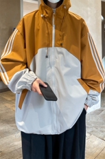 冲锋衣秋季侧条纹拼色夹克中性风户外防风连帽外套A436-8805-P75，男装夹克，电商A436