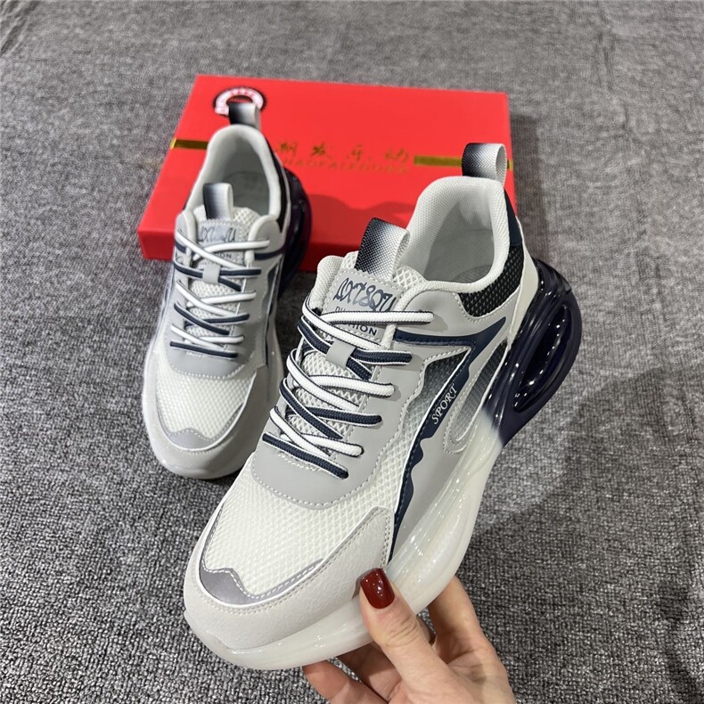 透气防滑运动鞋男鞋2024春新款真皮厚底系带男士休闲鞋青年老，男鞋运动鞋，黄金折扣鞋