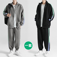 新款男百搭潮流撞色棋盘格日系无影墙套装TZ2601-P120控158，男装休闲套装，星座717