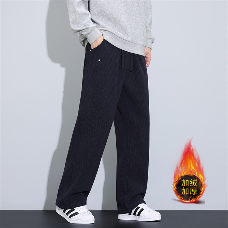 上新冬季加绒加厚华夫格设计感潮牌青少年运动裤子CK851加绒P48，女装休闲裤，星座301B-2（原A443-1）