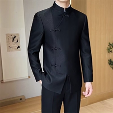 【007】新中式盘扣立领休闲西服男亚麻西装外套A079-XZ45-P65，男装西服套装，电商A079