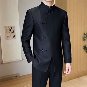 【007】新中式盘扣立领休闲西服男亚麻西装外套 A079-XZ45-P65图片