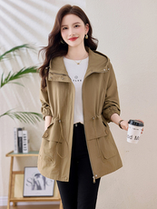 2025春装新款风衣外套女时尚百搭休闲风衣外套中长款上新衣流行，女装风衣，依万里