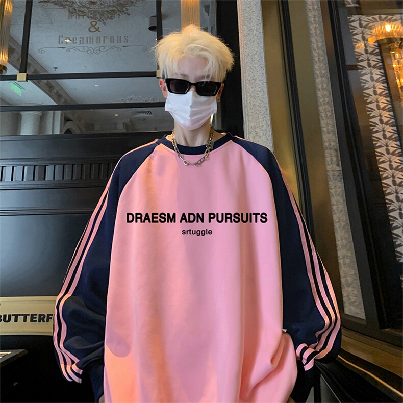 抖音得物供货提供视频秋冬重磅美式宽松织带圆领卫衣0741，男装卫衣，电商A486