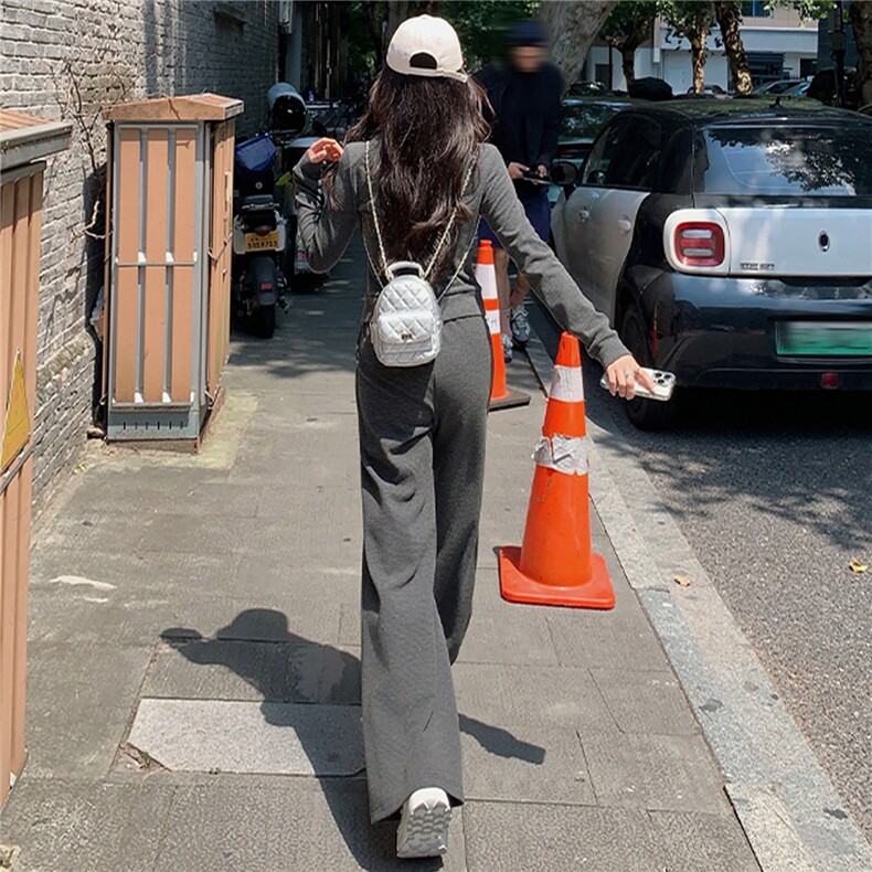韩版休闲运动套装秋季新款女修身立领卫衣直筒长裤两件套洋气减龄,女装套装/套裙,江南