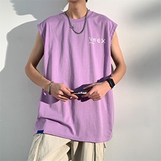 夏季港风t恤男宽松大码纯棉运动背心坎肩潮牌无袖BX007P25，男装背心/马甲，星座1204-3