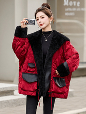 现货，现货，2025冬装新款皮毛一体拼接时尚潮流保暖羽绒服，女装羽绒服，伊仟回