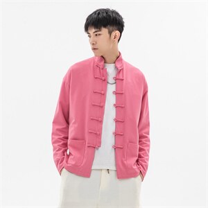 秋冬大码风针织加厚夹克外套立领盘扣情侣中性唐装 JK20/P135图片