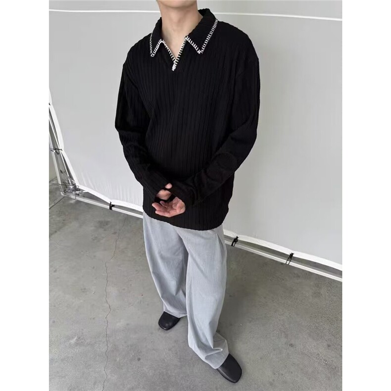 简约流行ins时尚新款长袖POLO衫百搭文艺慵懒潮流针织L38011-P43,男装Polo衫,星座1008