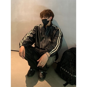 美式夹克宽松休闲皮衣秋季复古潮牌百搭皮衣外套HY593TP65图片