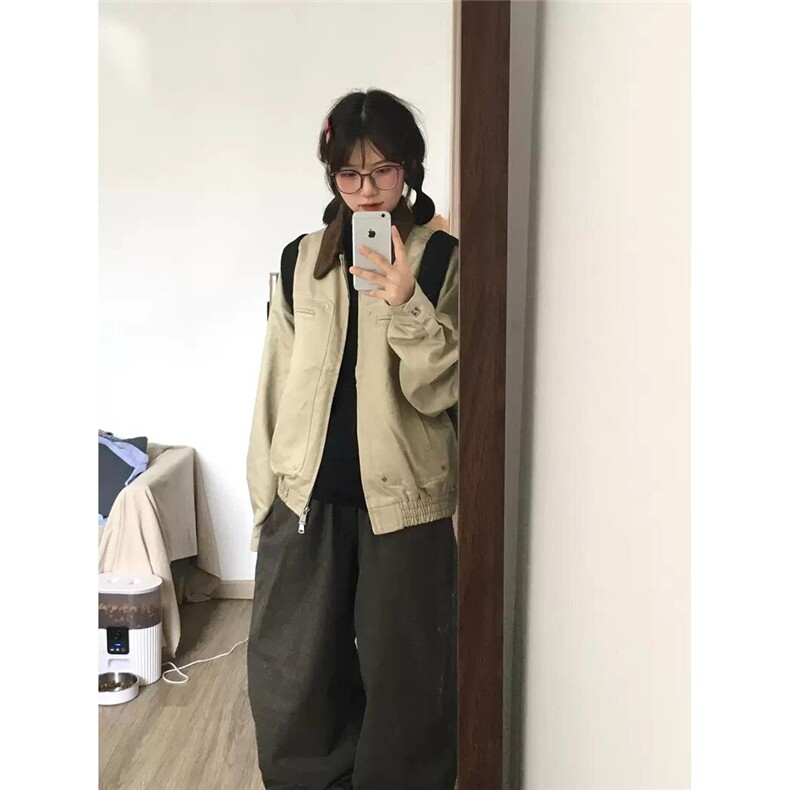 J50-P95 牛仔外套男女春秋款美式复古设计感宽松高级感休闲工装图片