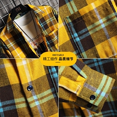 秋季格子衬衫男士长袖休闲潮流外套男衬衣上衣服DF10T，男装衬衫，电商A102