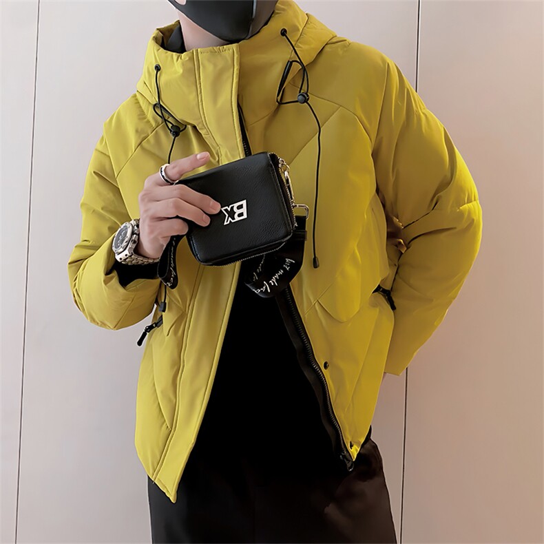 B07/P108控148冬季潮牌连帽亮色工装式冲锋衣棉衣外套男柠檬黄首1,男装夹克,星座305B