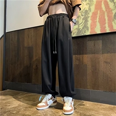 美式灰色运动裤男女春夏款2023束脚宽松休闲卫裤夏季小个子阔腿裤，男装休闲裤，星座601-2