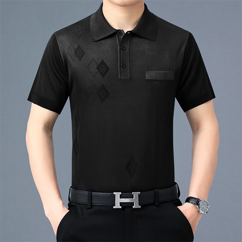 夏装新款短袖t恤男士夏季冰丝polo衫宽松中老年衣服时尚百搭男装,男装T恤,电商B212（原钱塘6029）