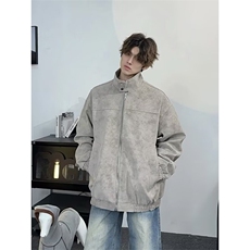 大码美式翻领皮衣外套男女秋冬季麂皮绒外套高级感情侣皮夹克，男装夹克，星座506A