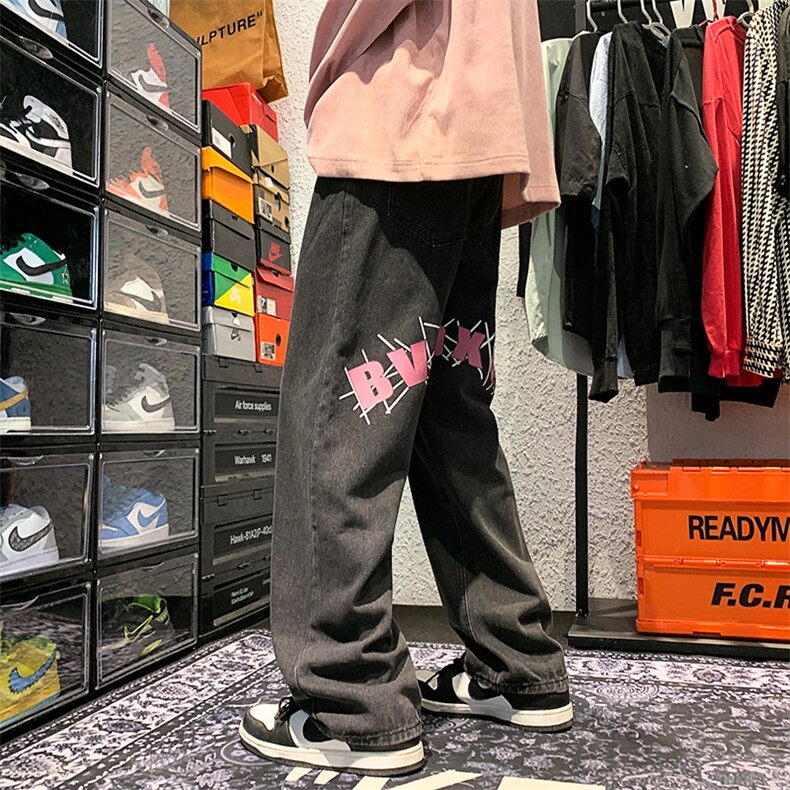 港风美潮做旧牛仔裤长裤直筒裤A014-K8167-P50控68,男装牛仔裤,电商A014