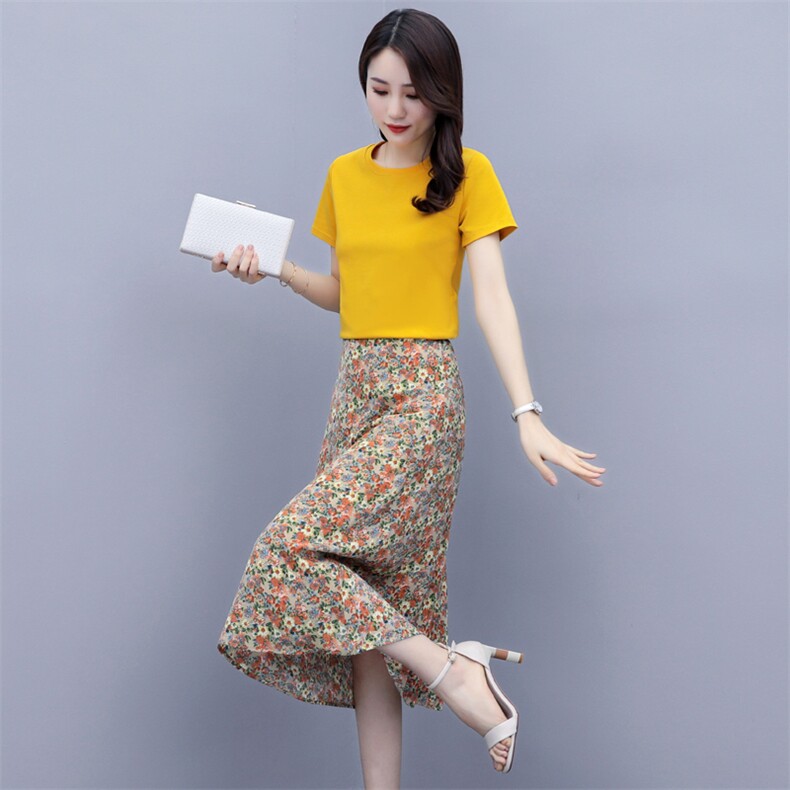 2021年夏款套装/套裙时尚洋气两件套碎花休闲气质套裙,女装连衣裙,瑶迪依秀