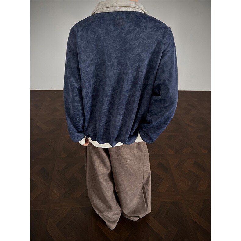 现货WY10159-特P50控88美式复古撞色解构拼接大码男宽松情侣卫衣,男装卫衣,电商A059