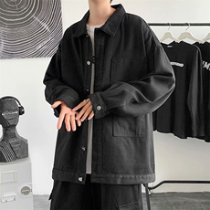 秋季ins复古工装夹克衫男韩版休闲学生百搭宽松牛仔外套X214/P58，男装工装外套，星座506