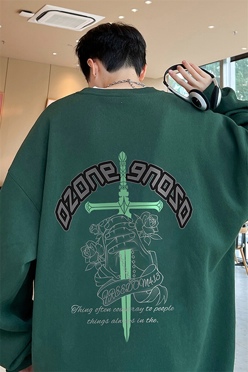 ！圆领卫衣男装港风长袖T恤男外套男WY176-P28,男装卫衣,电商B367