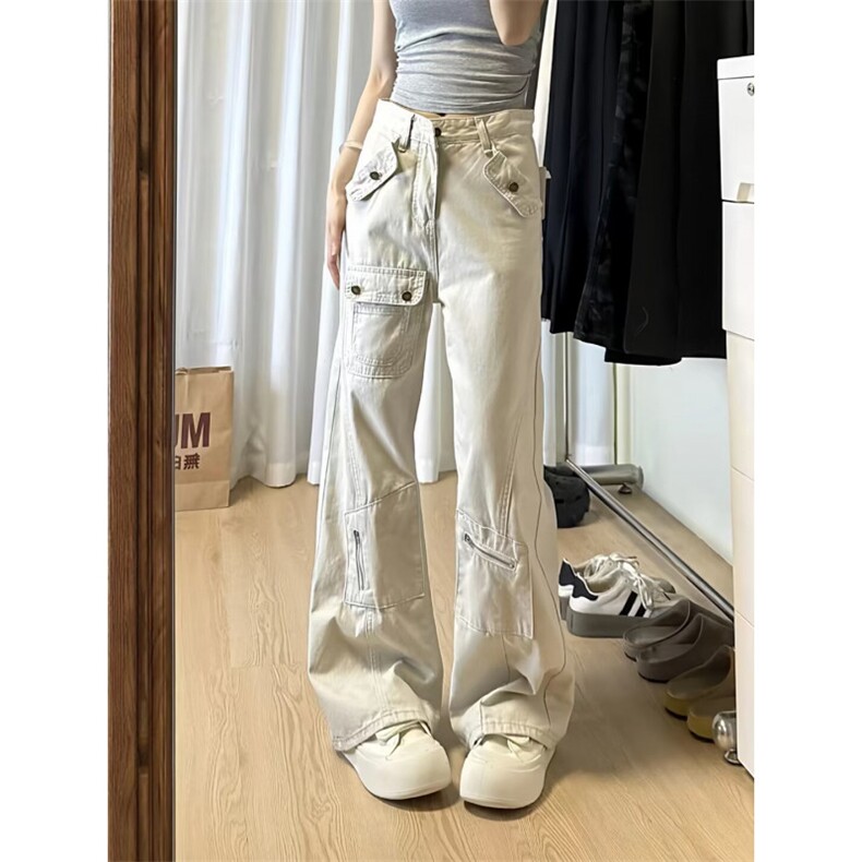 美式多口袋微喇工装牛仔裤新款高腰显瘦直筒喇叭裤513ACK2712P49，男装牛仔裤，星座513A