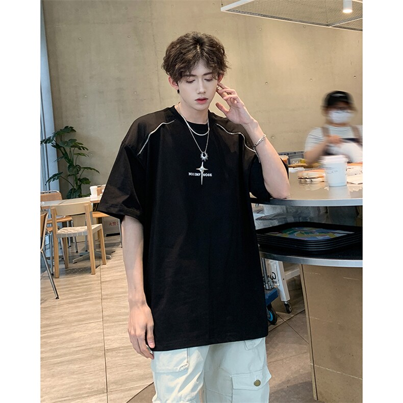 美式暗黑金属十字架潮牌宽松短袖T恤男女情侣T308-P38控58,男装T恤,星座310A-3
