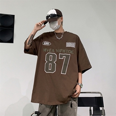 C415-P372024夏季潮复古印花短袖T恤男宽松街头半袖上衣现货，男装T恤，星座512-6