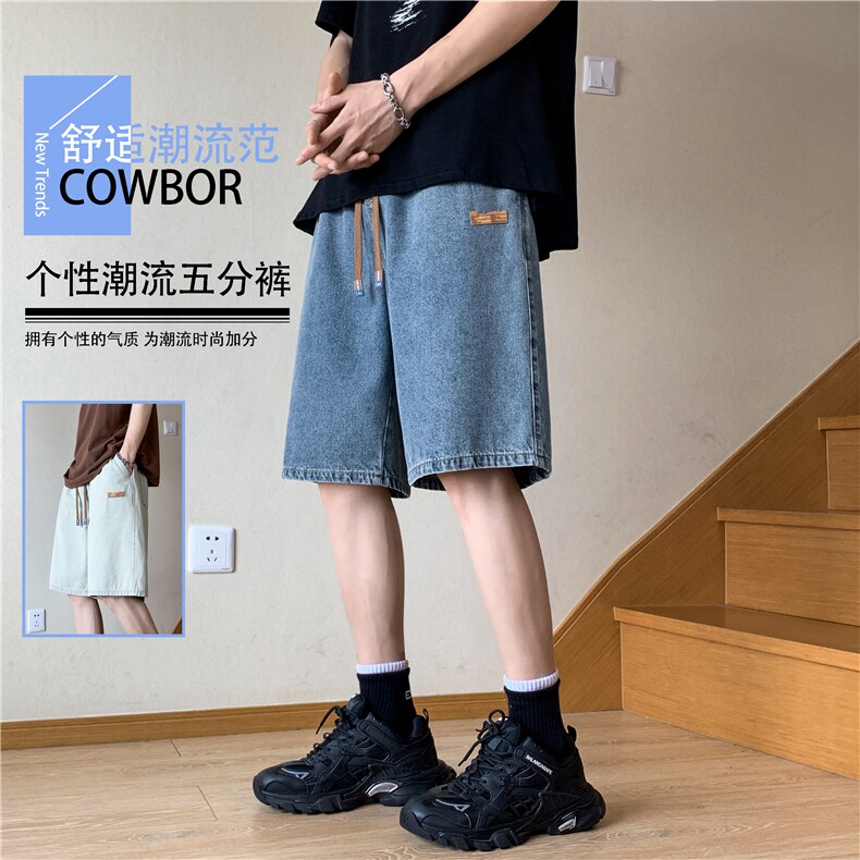 潮流美式带标牛仔五分短裤舒适百搭休闲 DK851-特批34图片