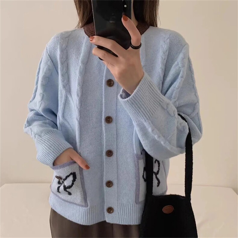 2025年秋季多巴胺撞色开衫时尚百搭休闲，女装针织衫/毛衣，新胜羊绒