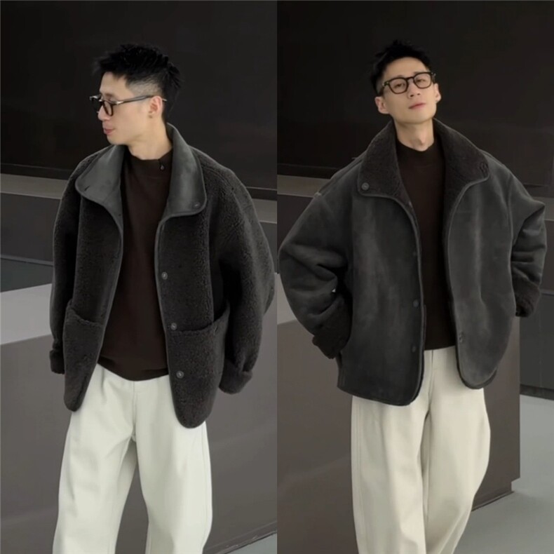 双面穿皮毛一体麂皮绒夹克外套JK919P128,男装夹克,星座908