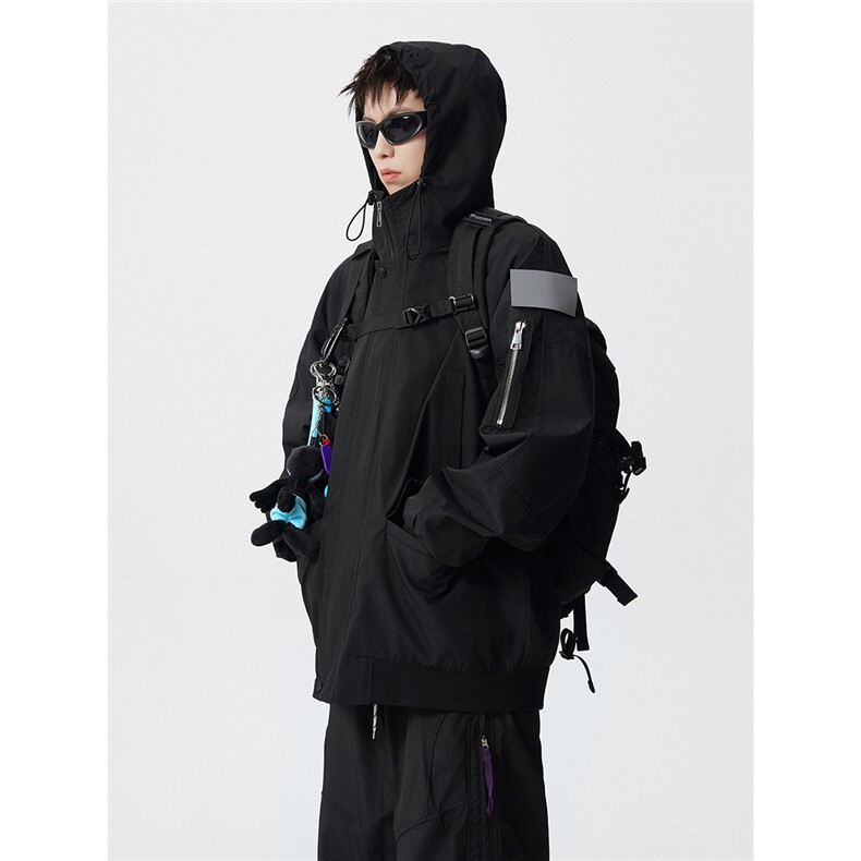 可二开发光贴片连帽工装冲锋衣大码M-5XL夹克男JK78076P85控128,男装夹克,星座227-7
