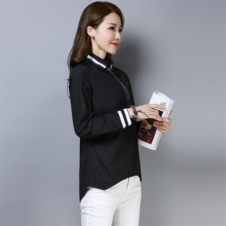 2025年秋季纯色衬衫百搭短款时尚优雅舒适简约拼色套头，女装衬衫，风姿绰