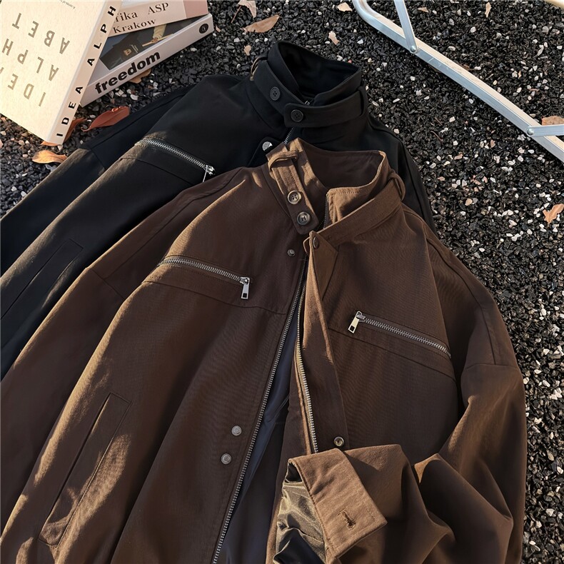 立领工装夹克男女秋季百搭潮外套宽松休闲上衣8577P75,男装夹克,星座410-2