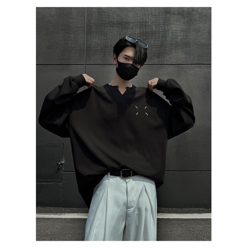 秋冬卫衣男士慵懒风日系V领宽松内搭长袖时尚上衣,男装卫衣,星座506A