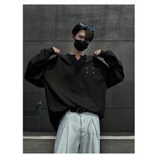 秋冬卫衣男士慵懒风日系V领宽松内搭长袖时尚上衣，男装卫衣，星座506A