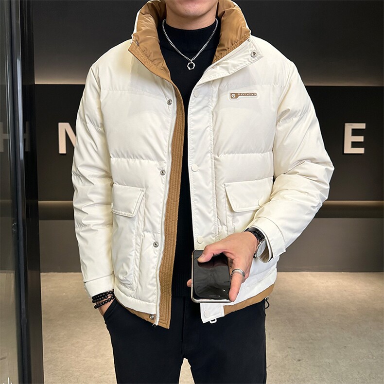 2026新款冬季立领纯色羽绒服男加厚保暖潮牌防寒服时尚冬季外套,男装羽绒服,钱塘6003（原4033）