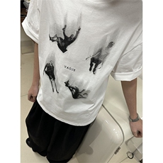 夏季新款复古街头纯棉印花短袖t恤男女休闲宽松半袖体恤T70108，男装T恤，星座1116A（原606A-3）