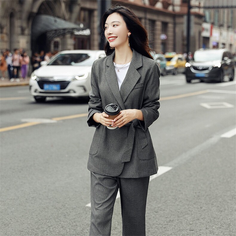 两件套2021年秋季短袖收腰百搭时尚纯色简约潮流,女装套装/套裙,辉之琳