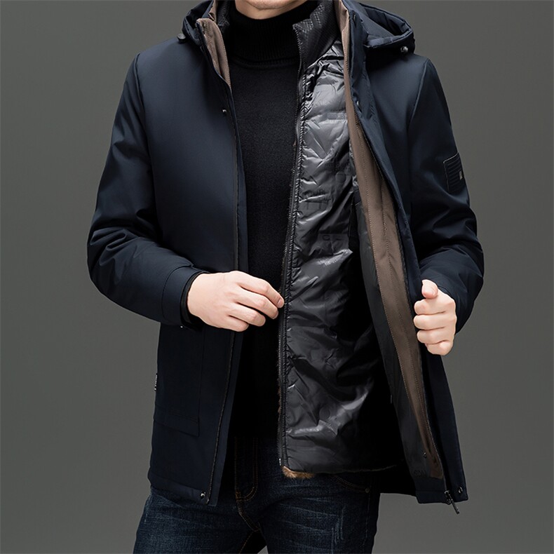 羽绒服男冬季中老年脱卸内胆羽绒外套爸爸装加绒加厚羽绒服防寒服,男装羽绒服,电商B212（原钱塘6029）