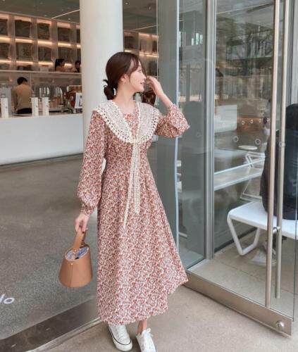 【现货】早春新款韩版碎花雪纺连衣裙，女装连衣裙，E莎