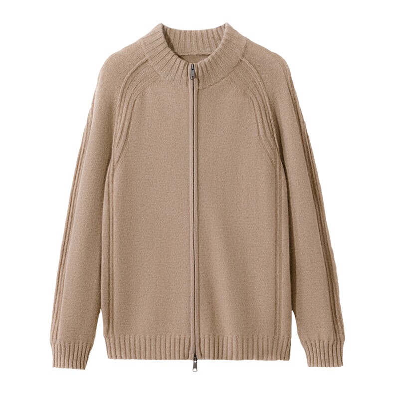 2024秋冬新款羊绒男士半高领插肩羊绒开衫男装,男装羊绒开衫,雪贝坊一店